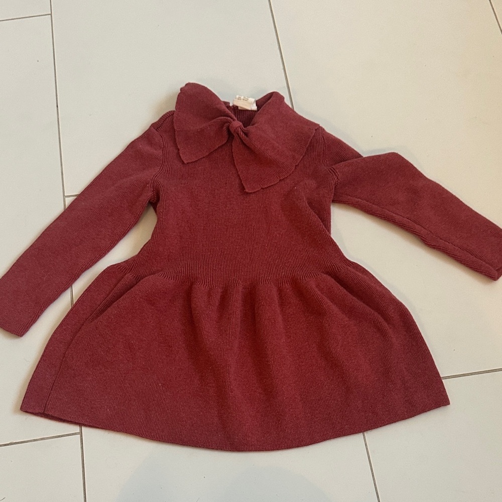 H&M knit Burgundy Kids Dress 18m cotton